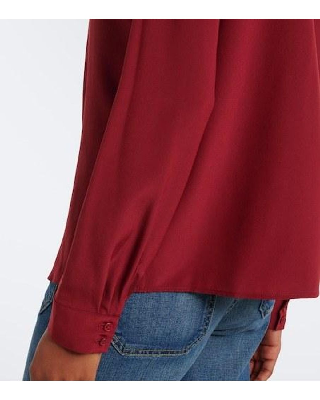 Nili Lotan Red Ruffled Silk Blouse
