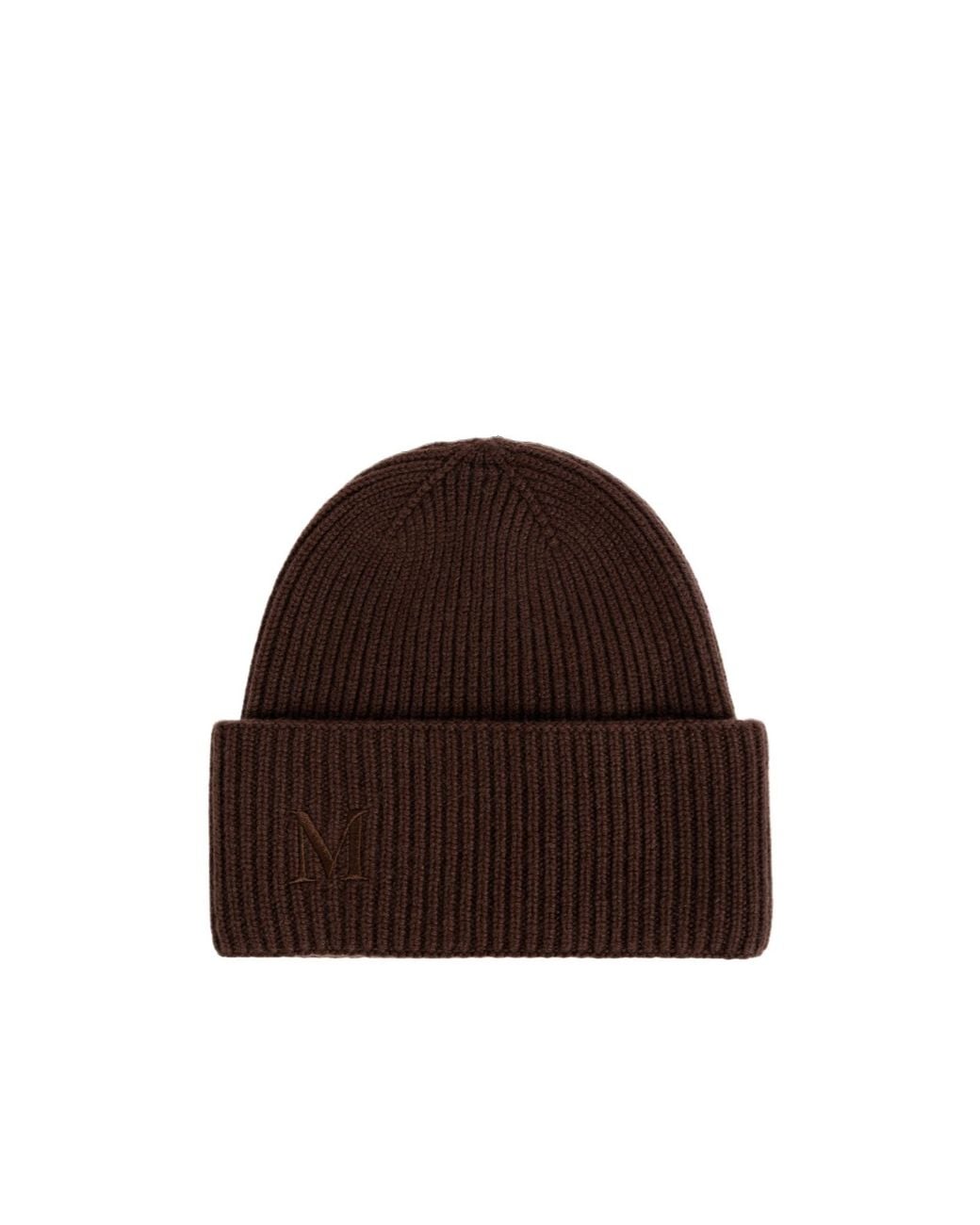Max Mara Brown Ribbed Cashmere Beanie