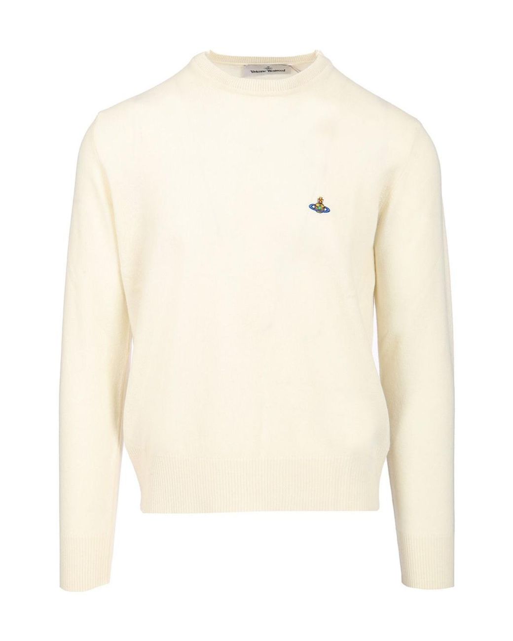Vivienne Westwood White Orb Embroidered Crewneck Jumper for men