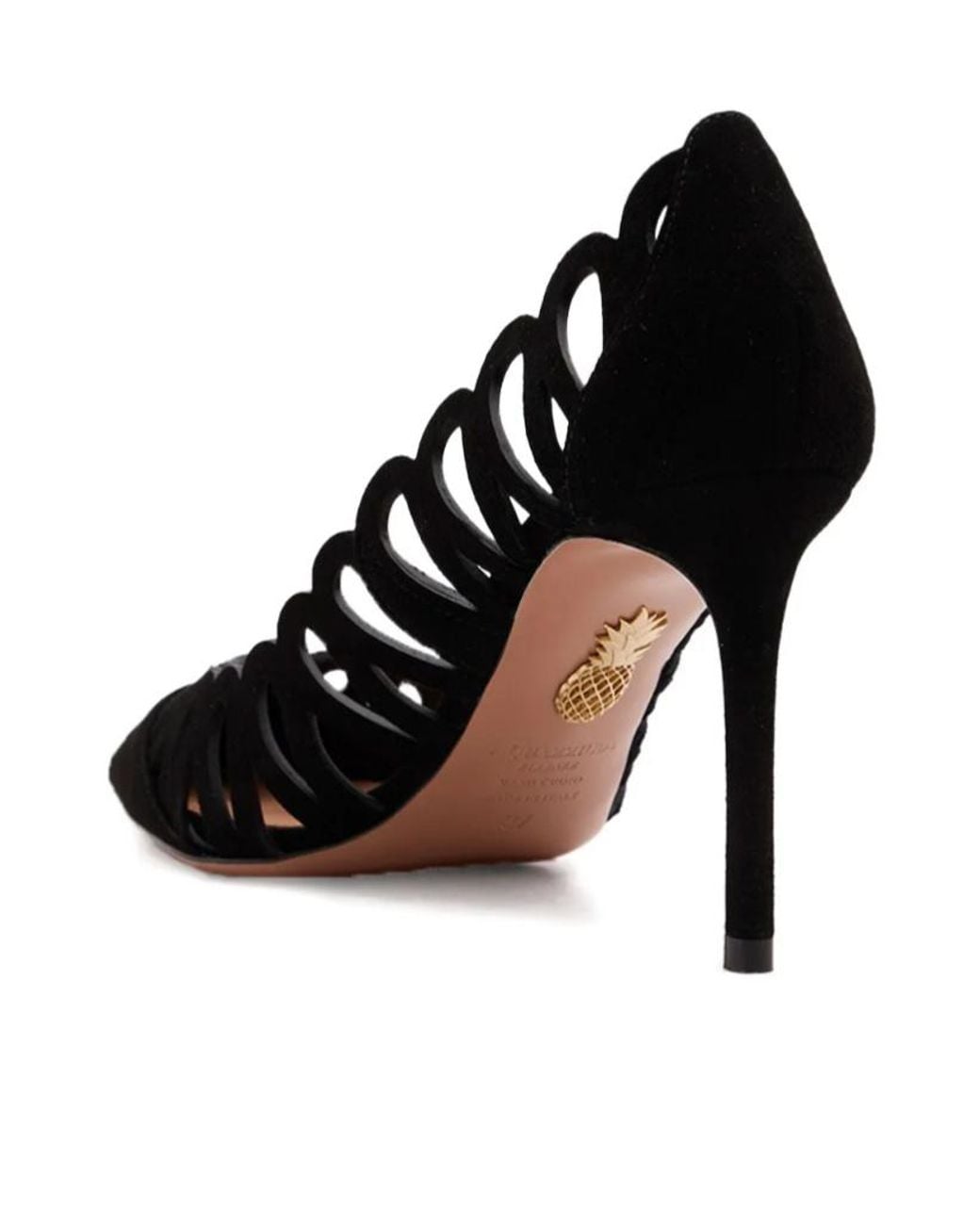 Aquazzura Black Peep Pointy-Toe Pumps