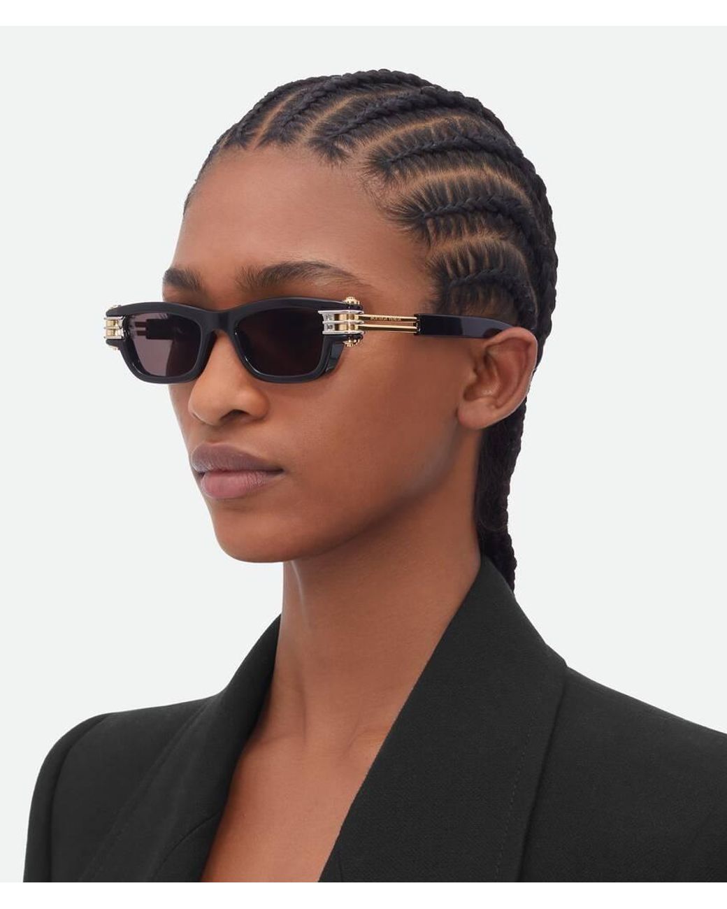 Bottega Veneta White Bolt Squared Sunglasses for men
