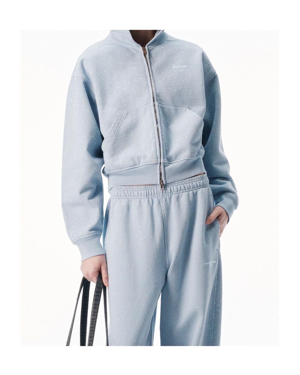Alexander Wang Blue Embellished Zip-Up Hoodie
