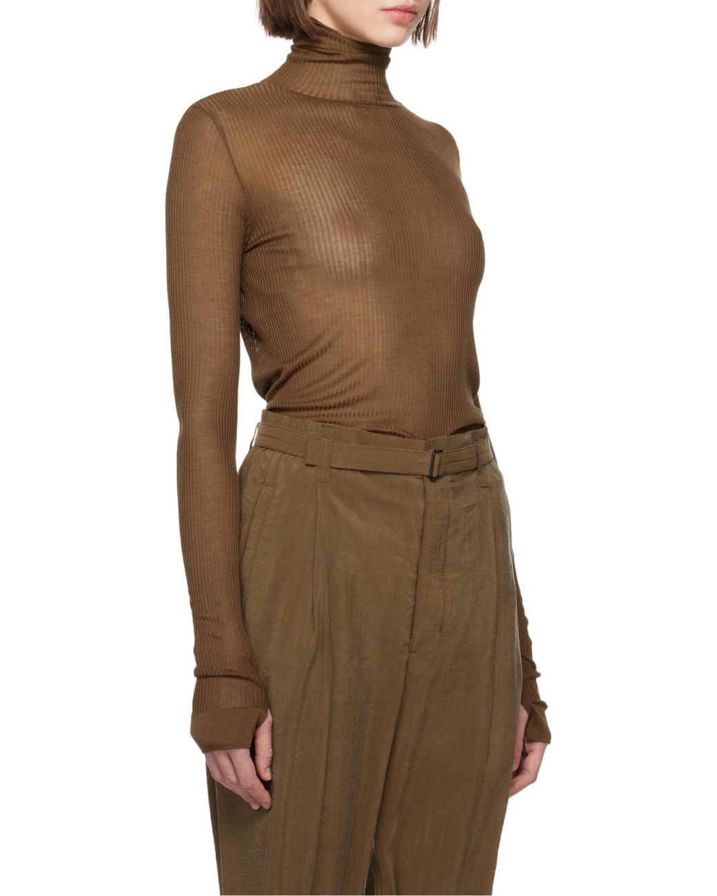Lemaire Brown Seamless High Neck Top