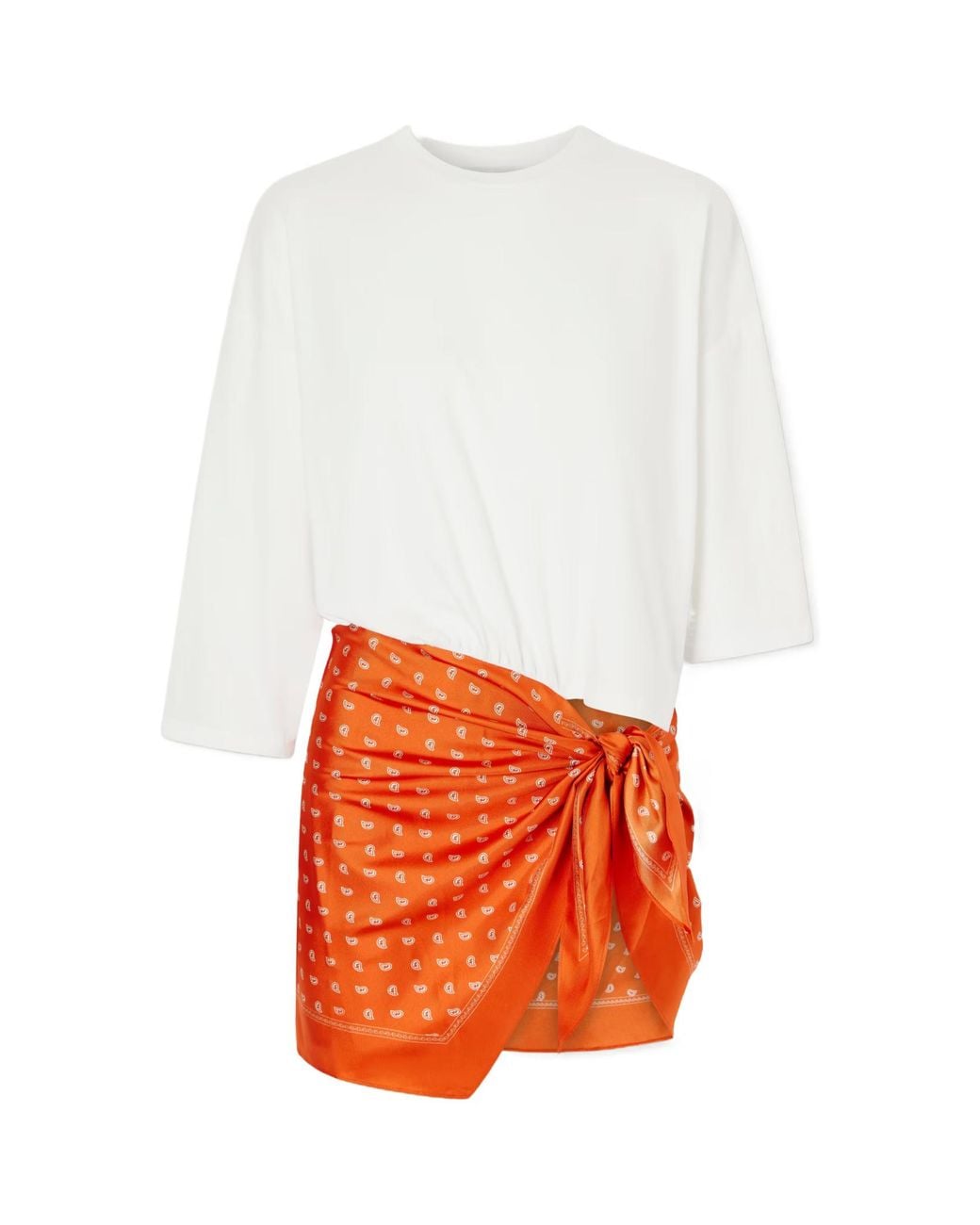 Christopher Esber White Bandana-Print Scarf-Detail T-Shirt