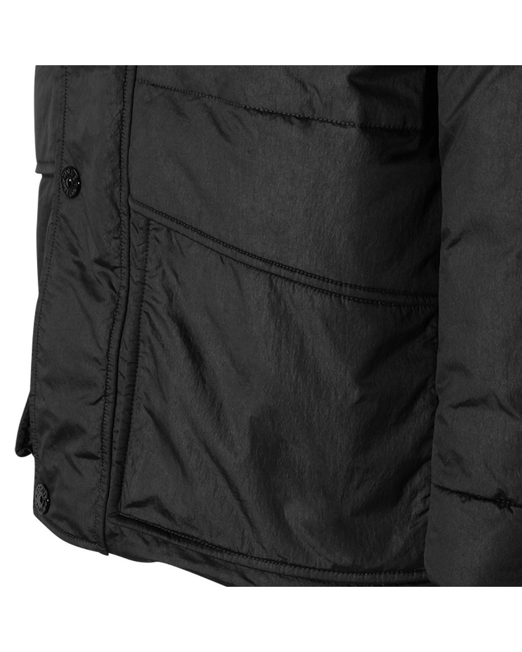 Stone Island Black Hooded Short Parka Jacket for men