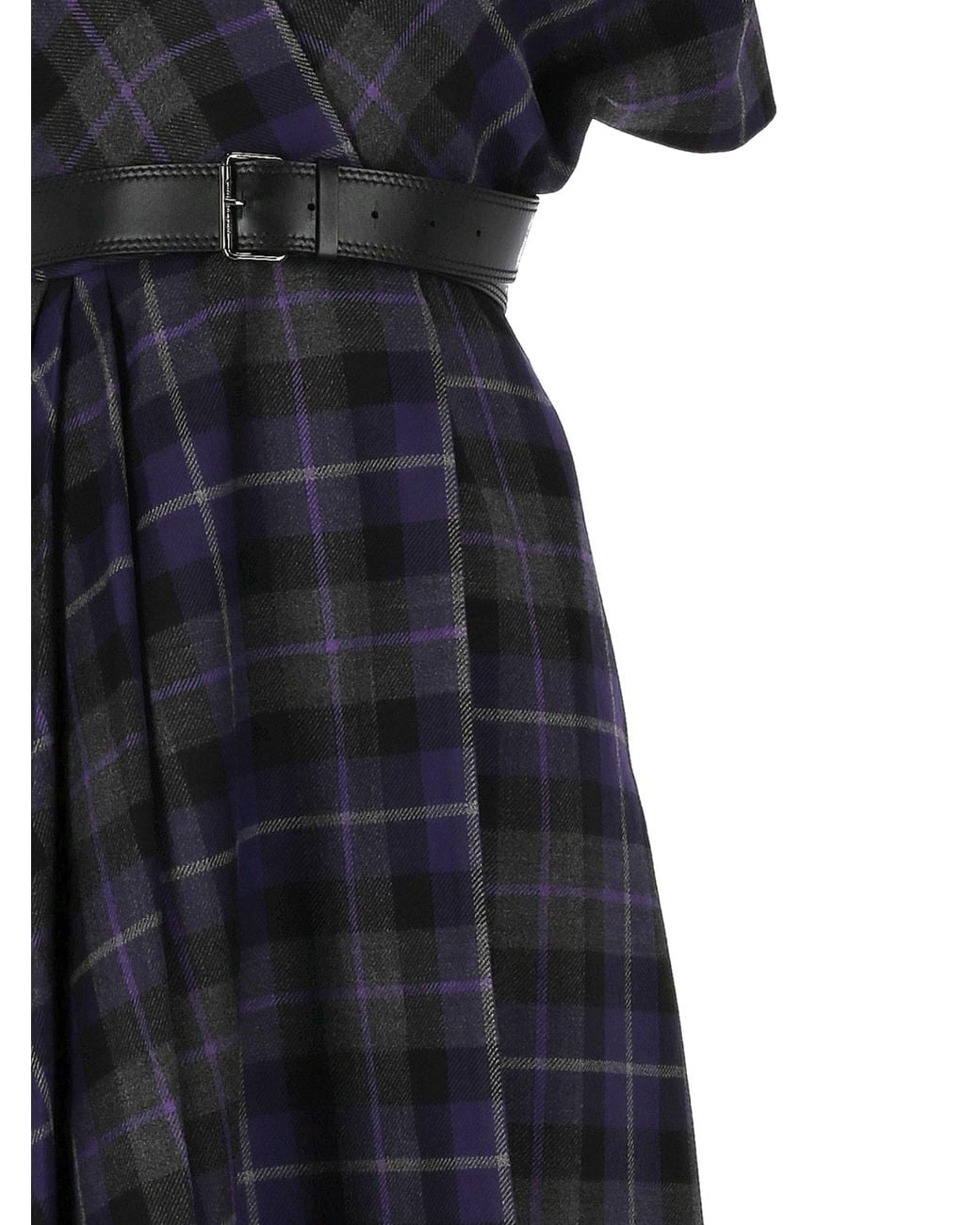 Dior Blue Christian Mid-Length Belted Dress