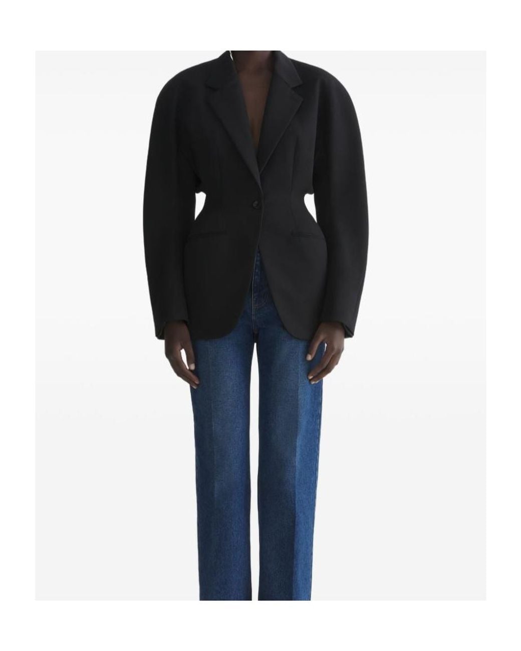 Mugler Black ミュグレー シングルブレスト シンチドブレザー