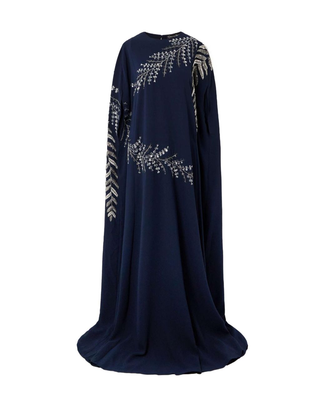 Oscar de la Renta Blue Embellished Stretch-Silk Georgette Gown