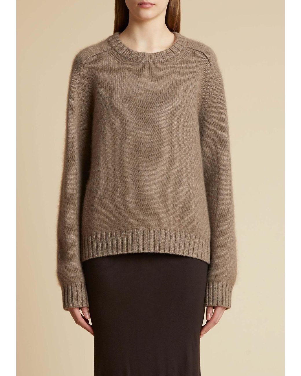 Khaite Brown Long-Sleeved Crewneck Jumper