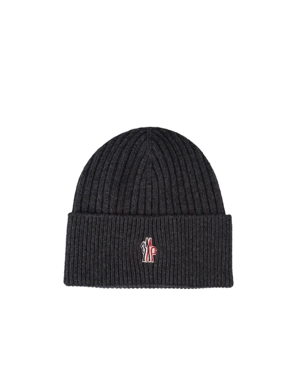 Moncler Black Grenoble Logo Patch Knit Beanie for men