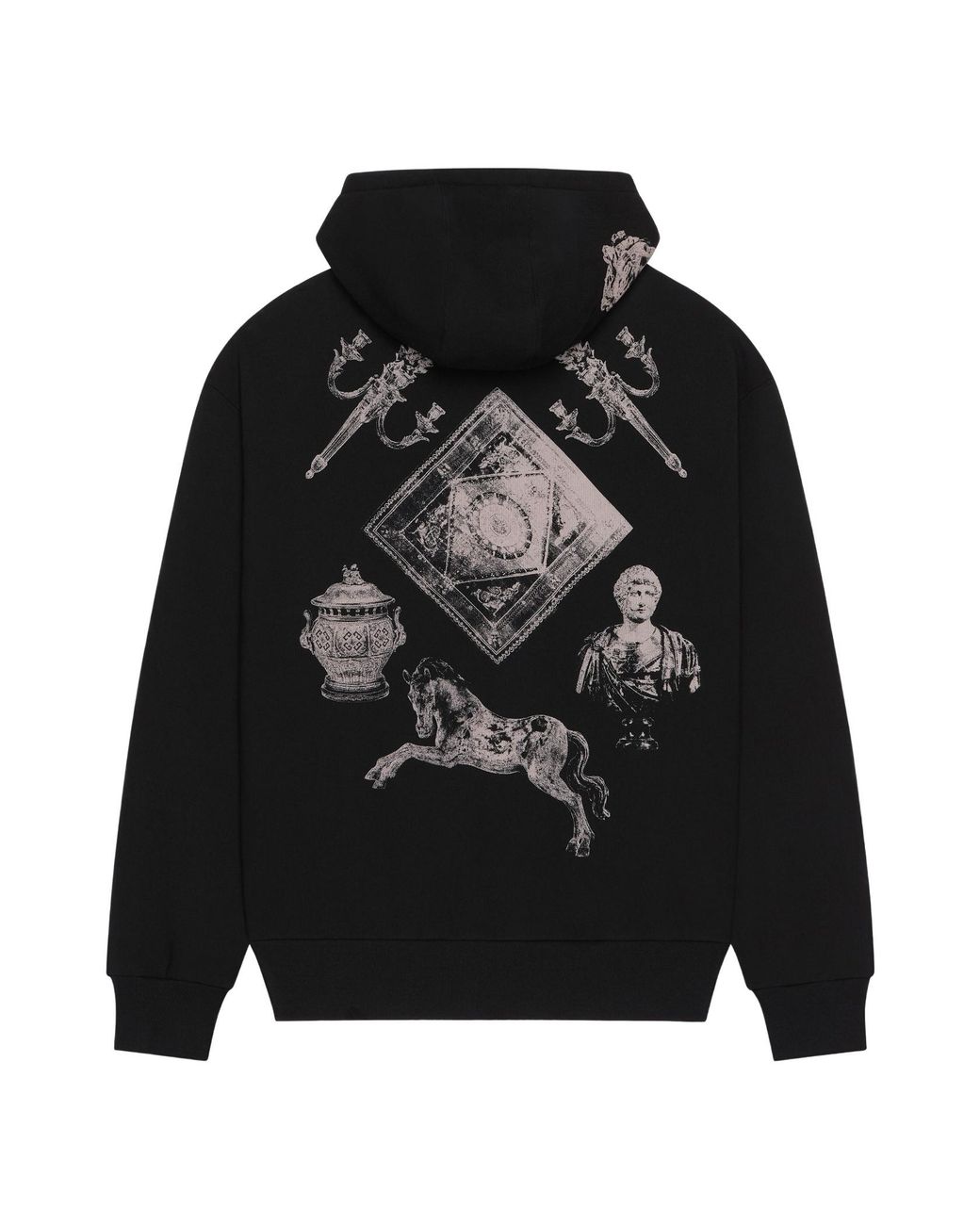 Givenchy Black Hubert Object Printed Zipped Hoodie for men