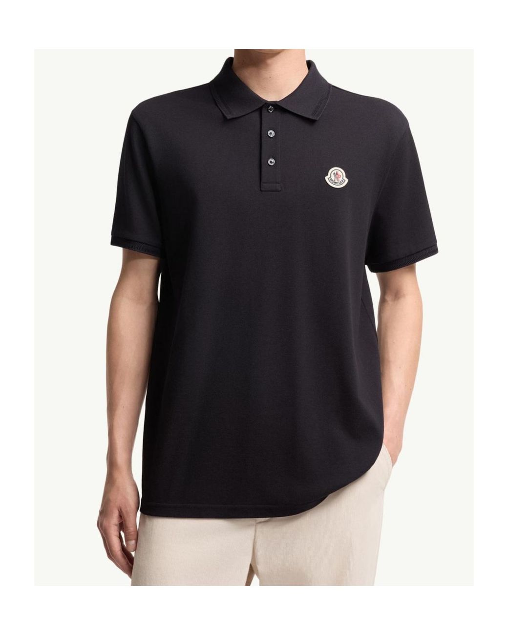 Moncler Blue Logo Patch Short-Sleeved Polo Shirt for men