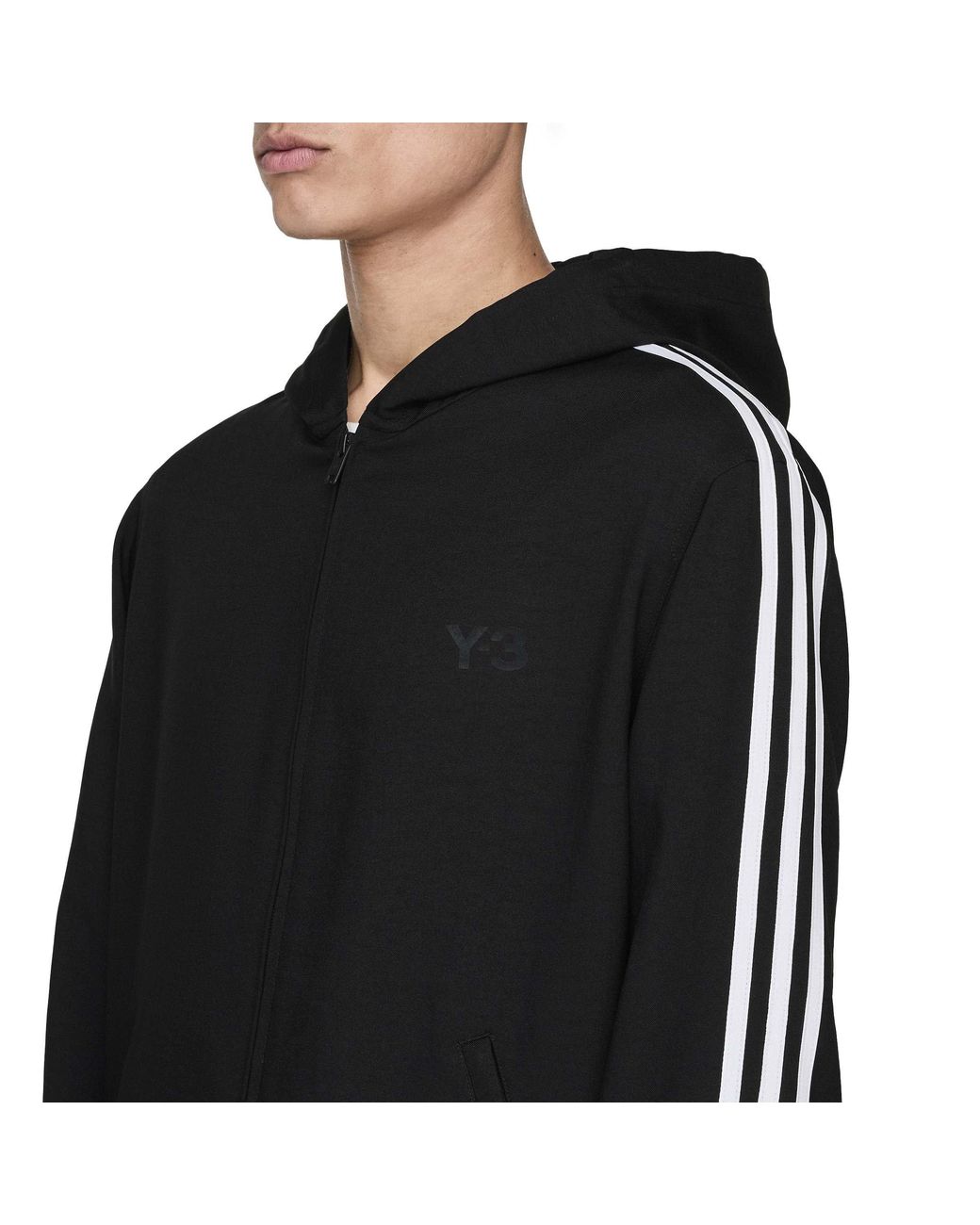 Y-3 Black Fullzip Hooded Jacket for men