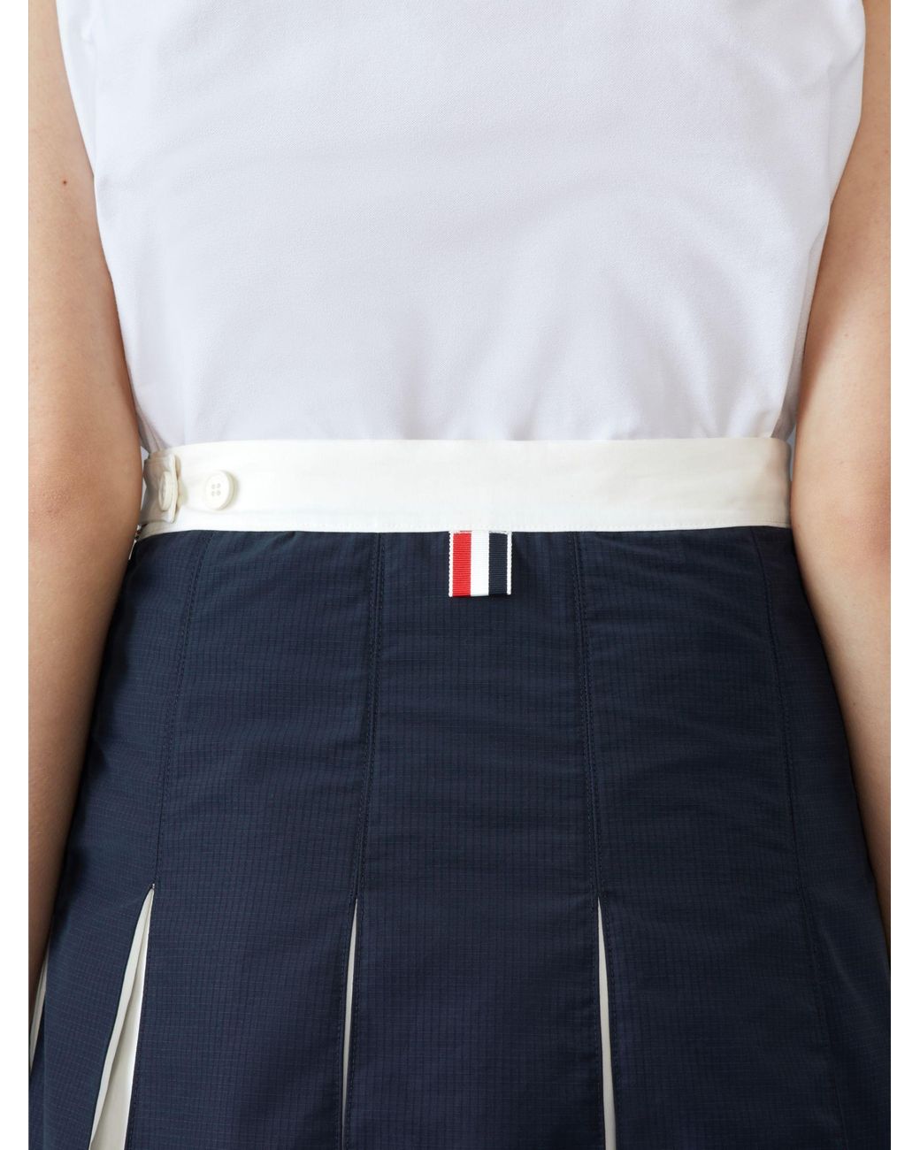 Thom Browne Blue Pleated Ripstop Miniskirt