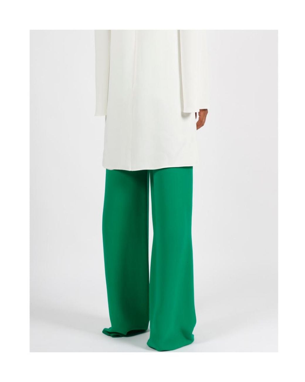 Valentino Green Silk Tailored Wide-Leg Trousers