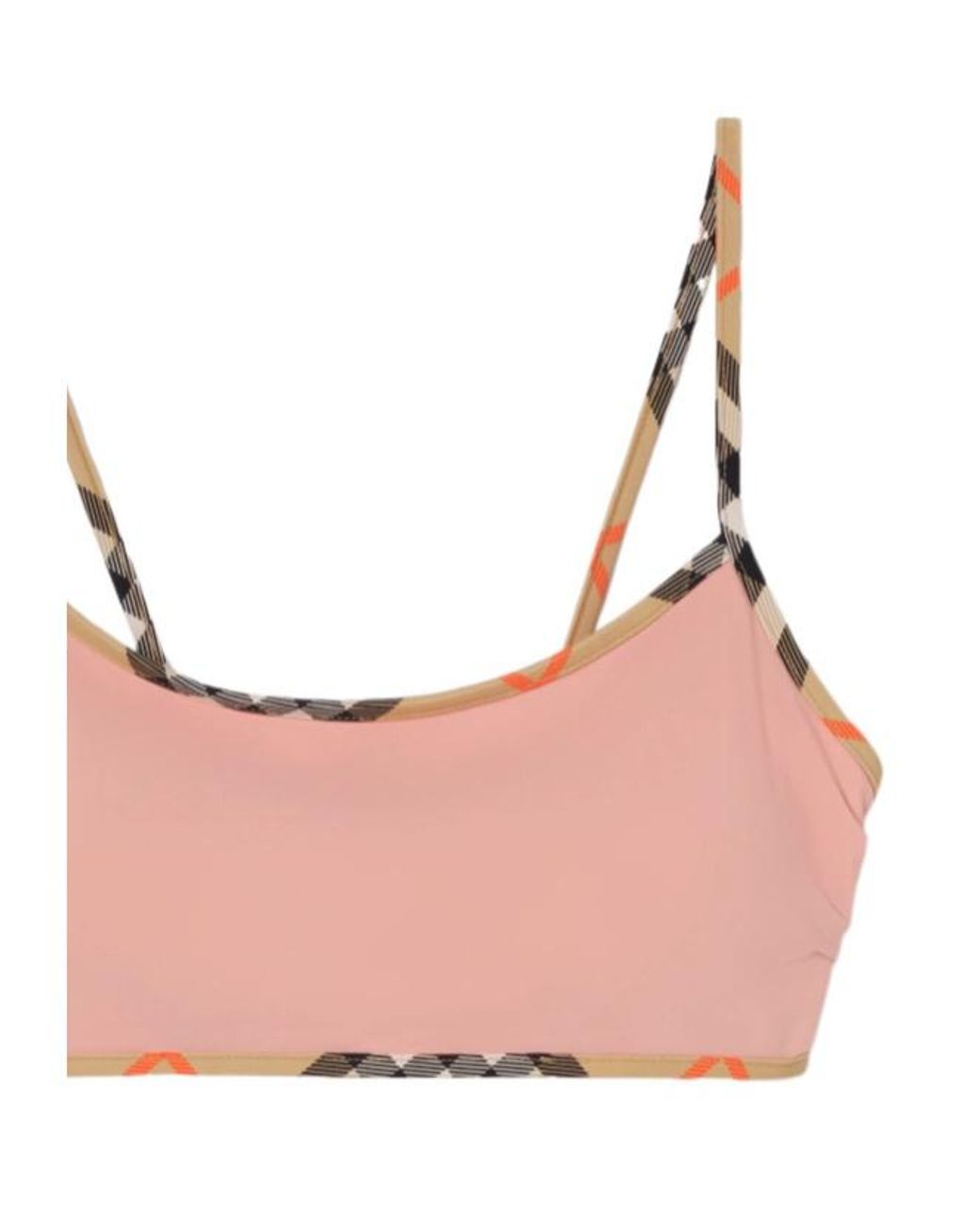 Burberry Pink Bikini Top With Checked Edges