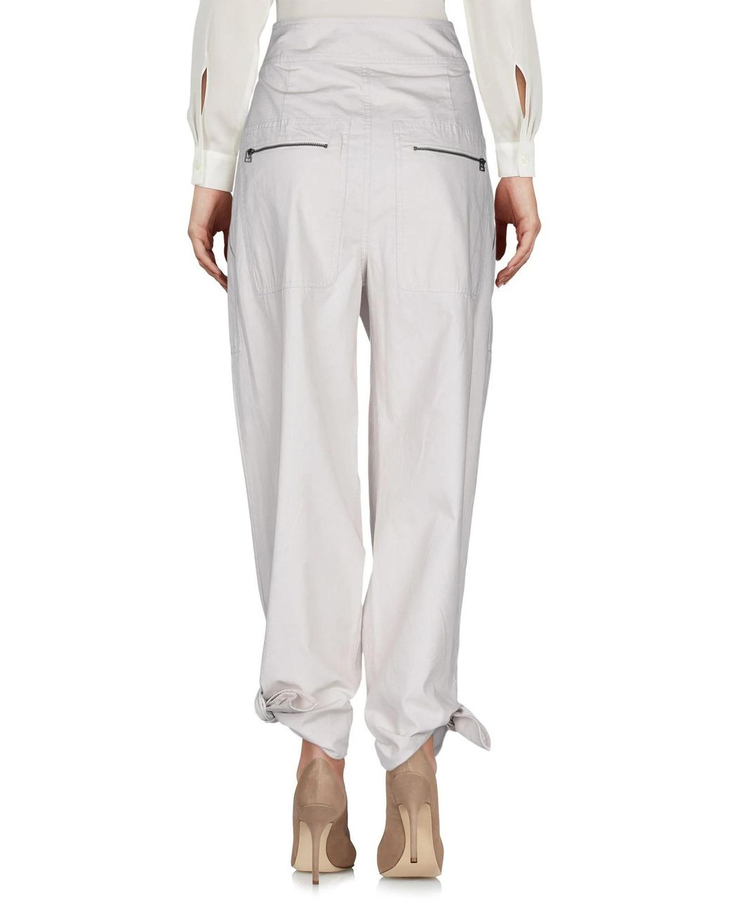 Isabel Marant White Solid Color Slim-Fit Trousers
