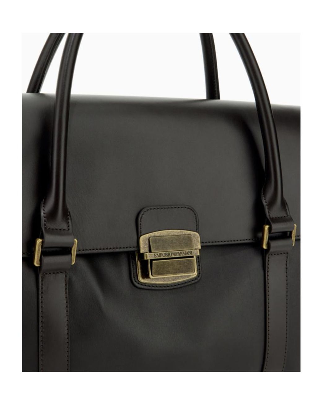 Emporio Armani Black Leather Tote Bag for men