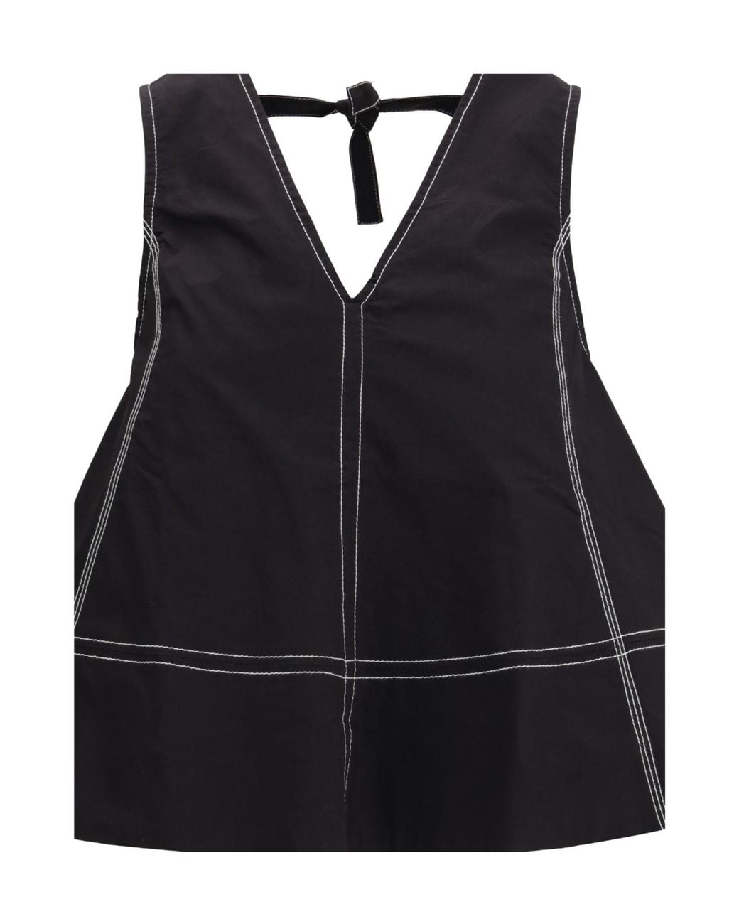 Ganni Black A-Line V-Neck Sleeveless Top