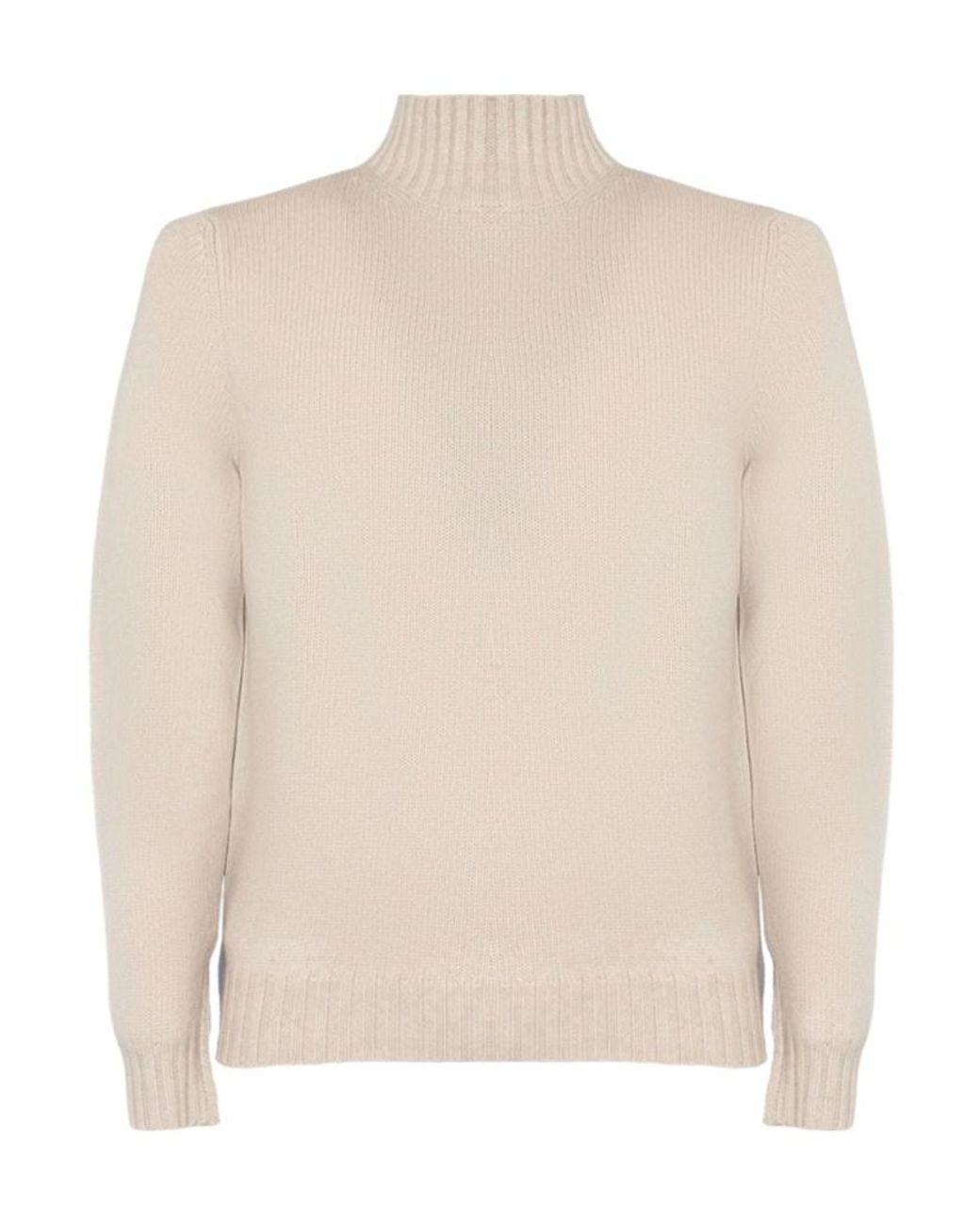 Fedeli Natural Ribbed Turtle Neck Knitwear for men