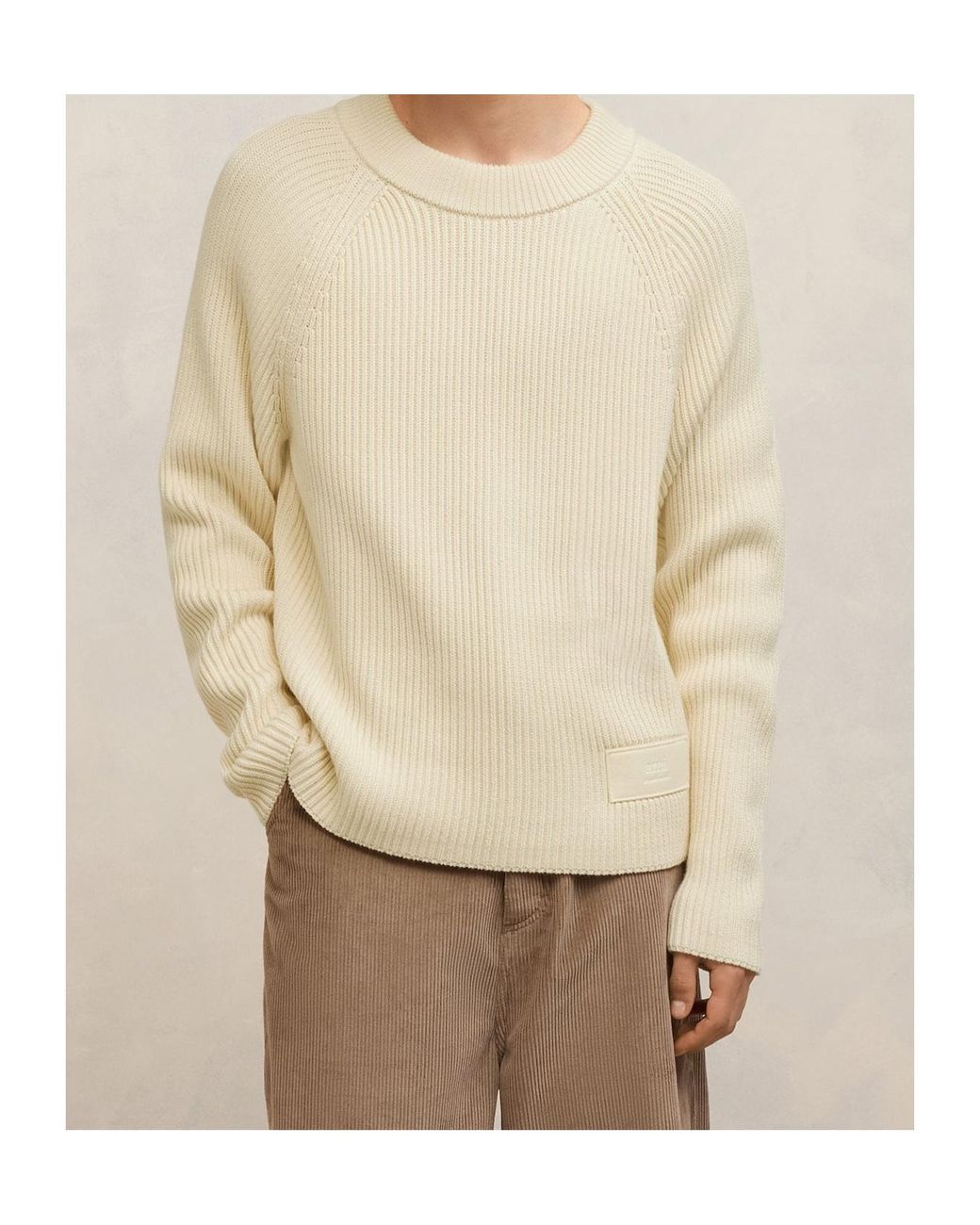 AMI Natural Ami Crewneck Knitted Jumper for men