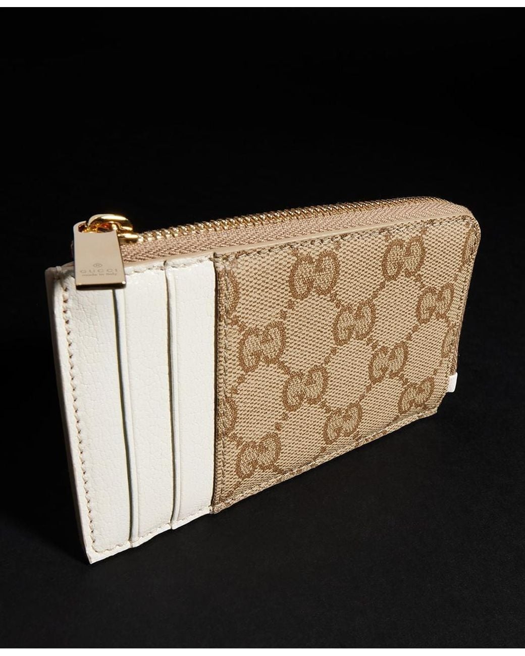 Gucci Natural Zip Card Case With Color Slots