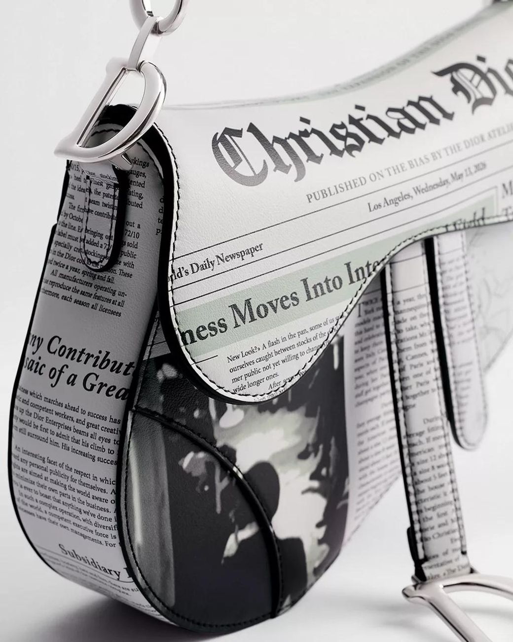 Dior White Small Saddle Bag With Strap