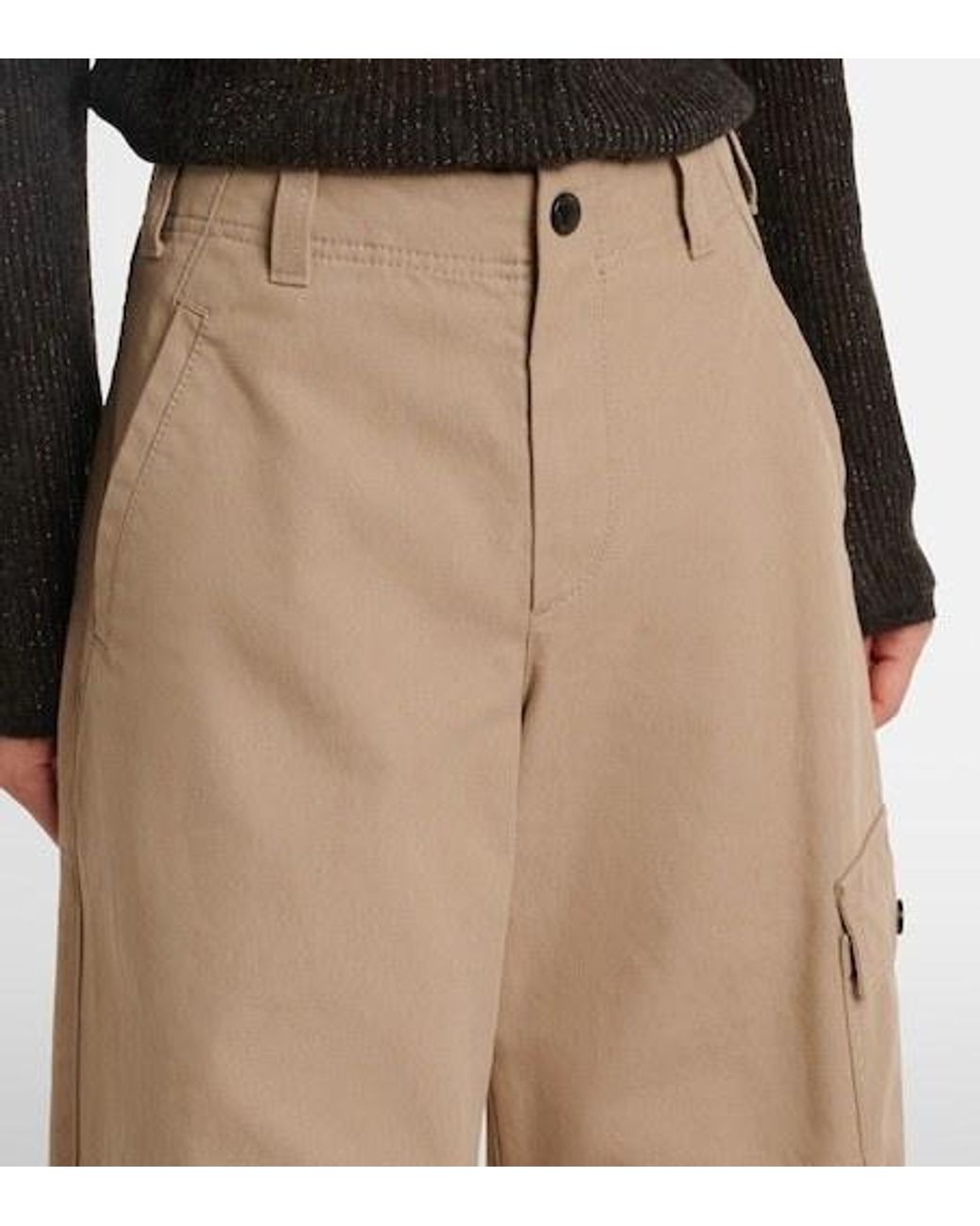 Brunello Cucinelli Natural Cotton Barrel-Leg Pants