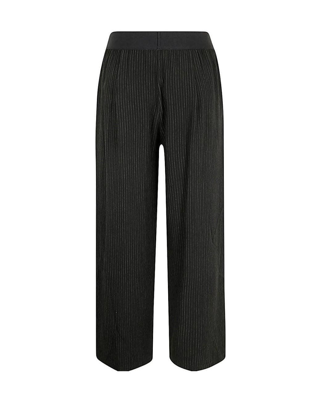 Maria Calderara Black Pinstripe Wide Leg Pants