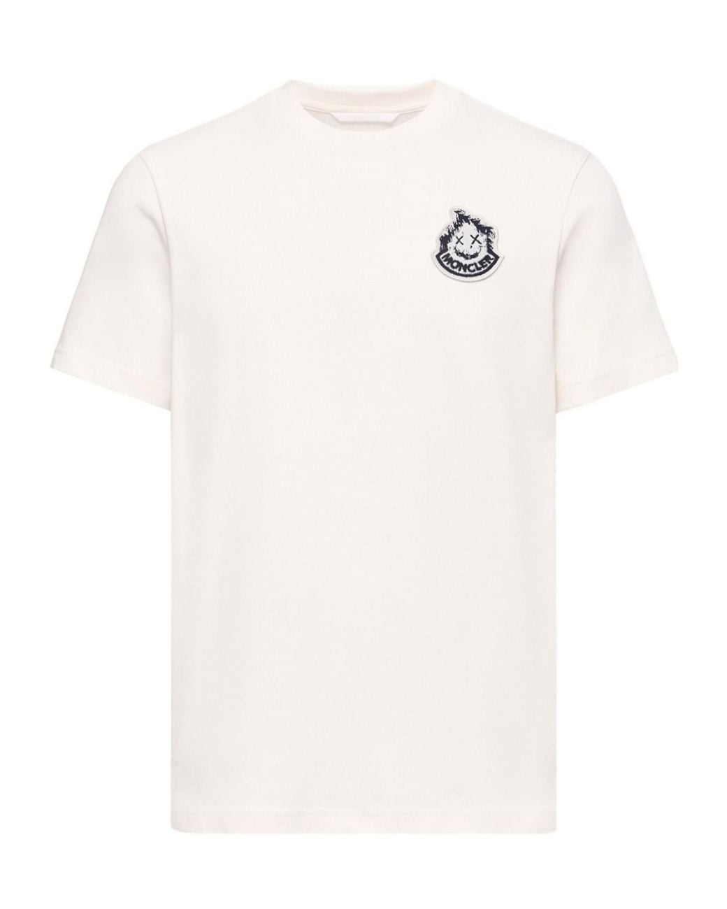 Moncler White Logo Patch Crewneck T-Shirt for men