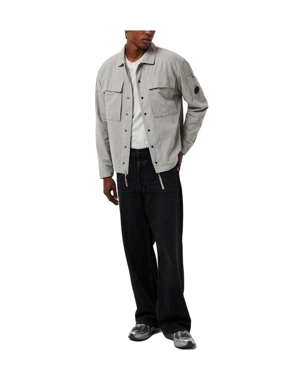 C P Company Gray Solid Color Overshirt for men