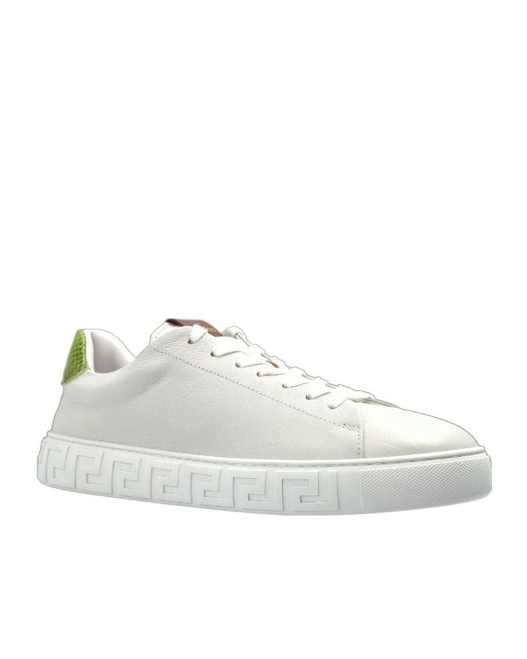 Versace White Greca Leather Sneakers for men