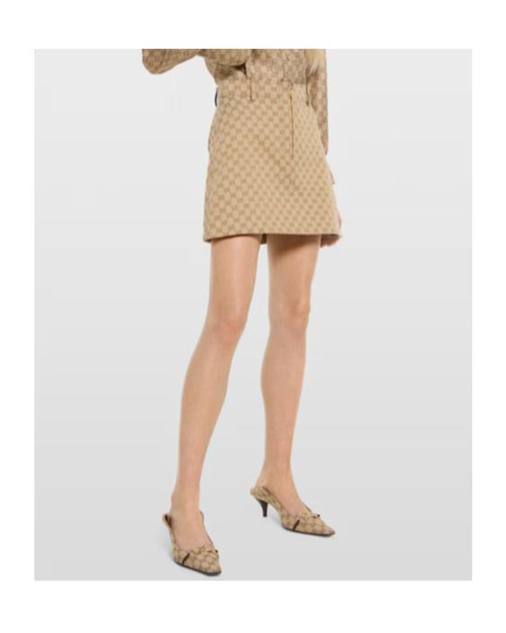 Gucci Natural Gg Cotton Canvas Jacquard Fabric Skirt