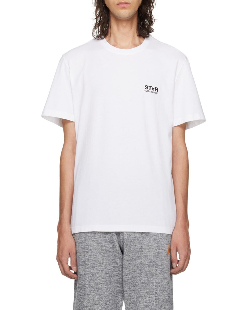 Golden Goose Deluxe Brand White Golden Collection T-Shirt With Contrasting Logo On The Front for men