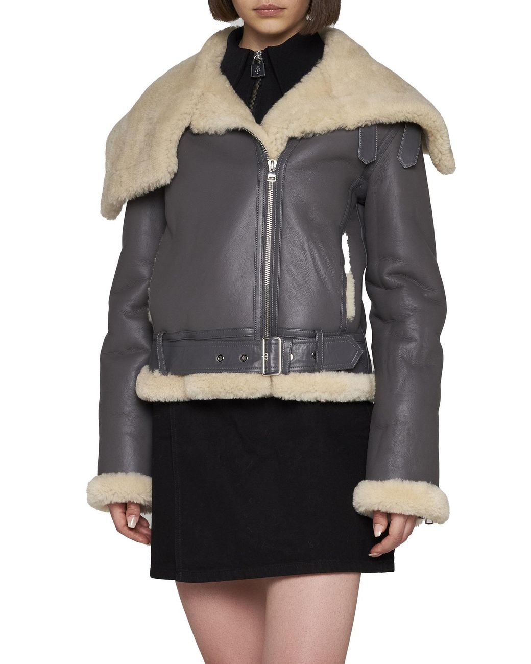 J.W. Anderson Black Jw Anderson Fleece-Collar Leather Jacket