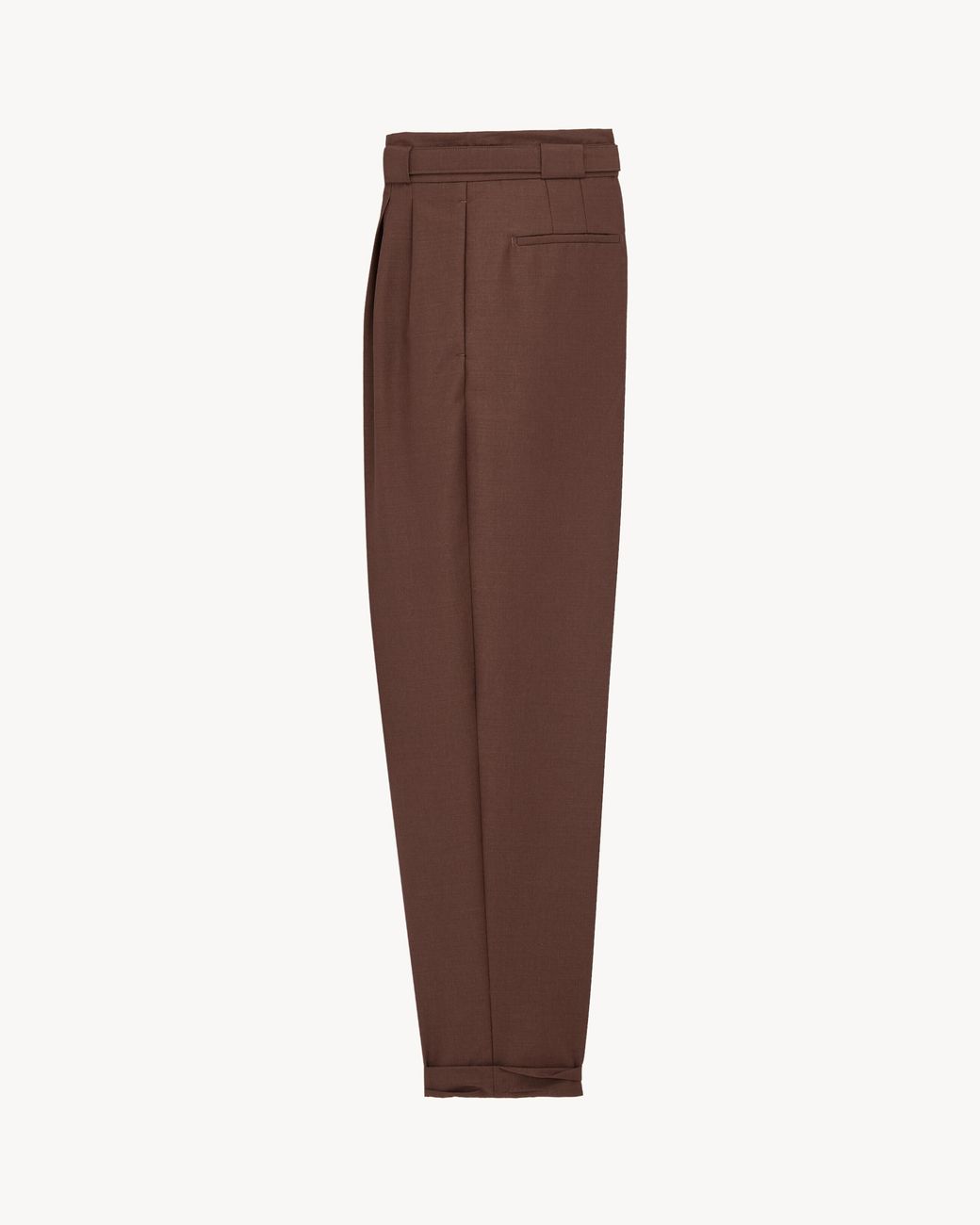 Saint Laurent Brown Wool And Mohair Belted Trousers for men