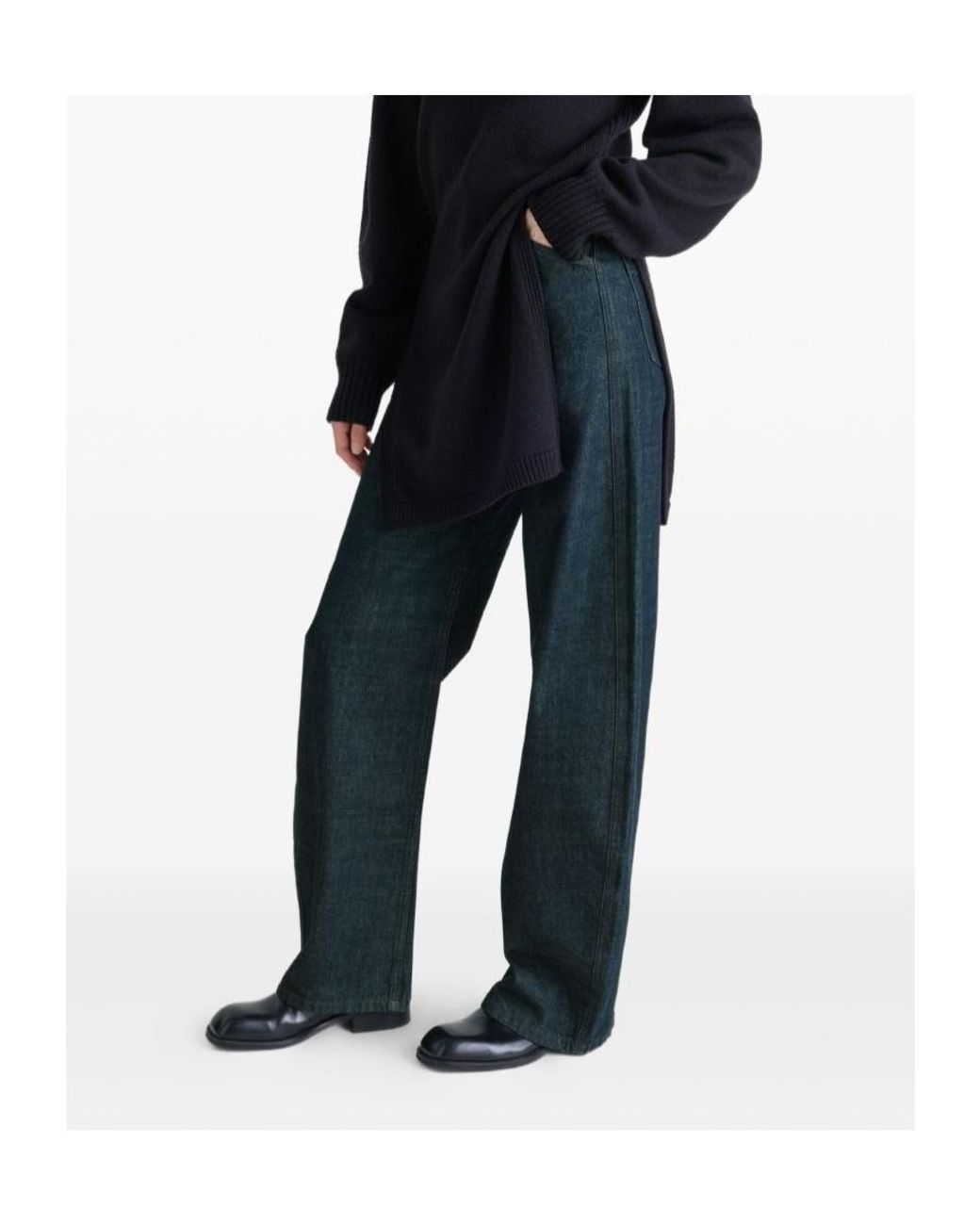 Lemaire Blue High Waisted Curved Pants