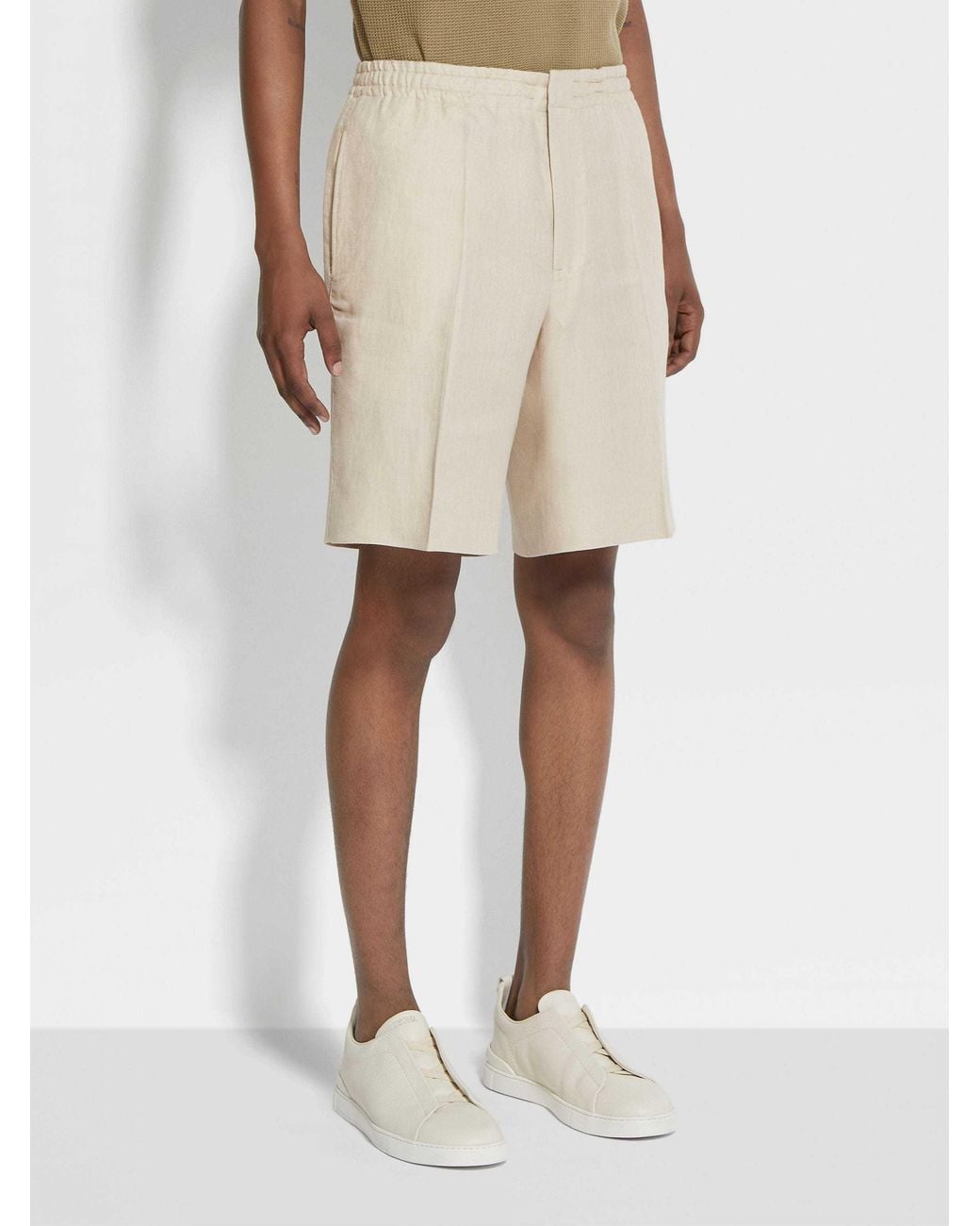 Zegna Natural Oasi Lino Linen Shorts for men