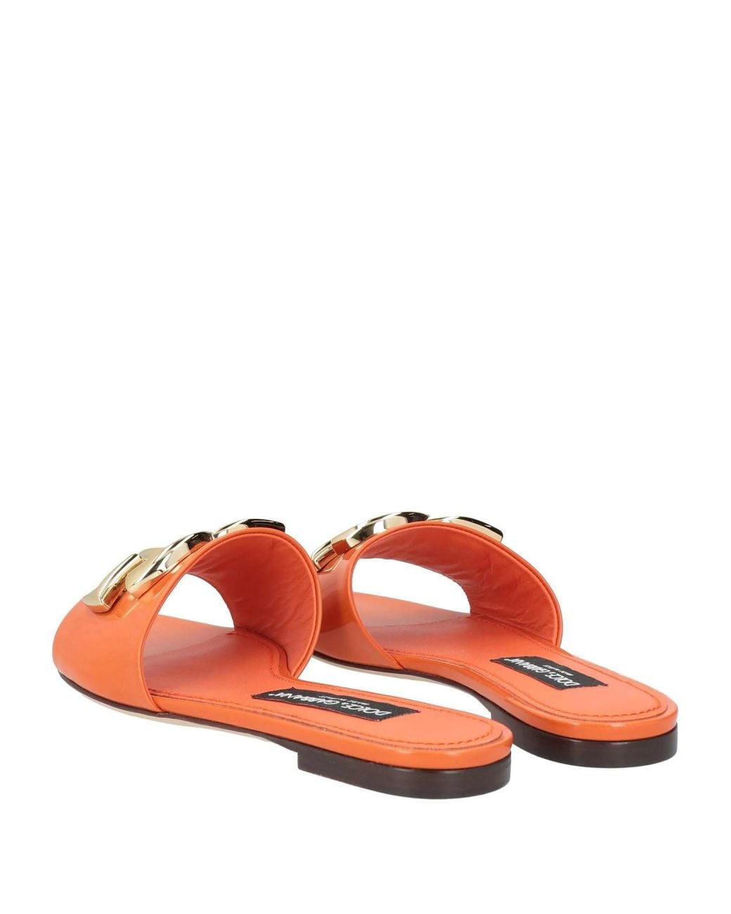 Dolce & Gabbana Orange Minimalist Patent Leather Slides