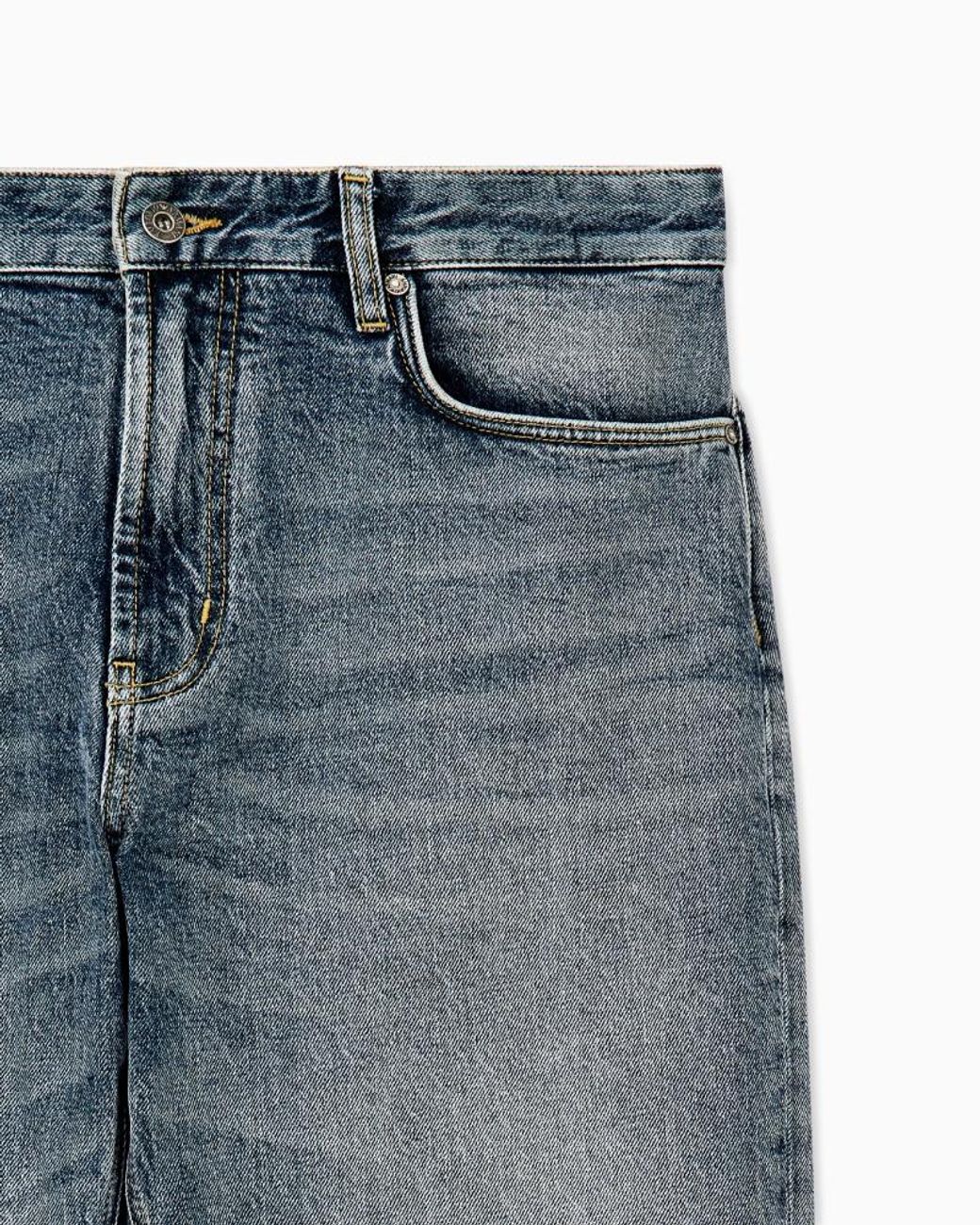 Emporio Armani Blue Five-Pocket Denim Jeans Regular Fit With Whiskering for men