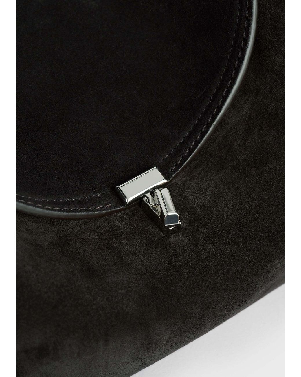 Totême Black Totême Logo Plaque Foldover Top Shoulder Bag