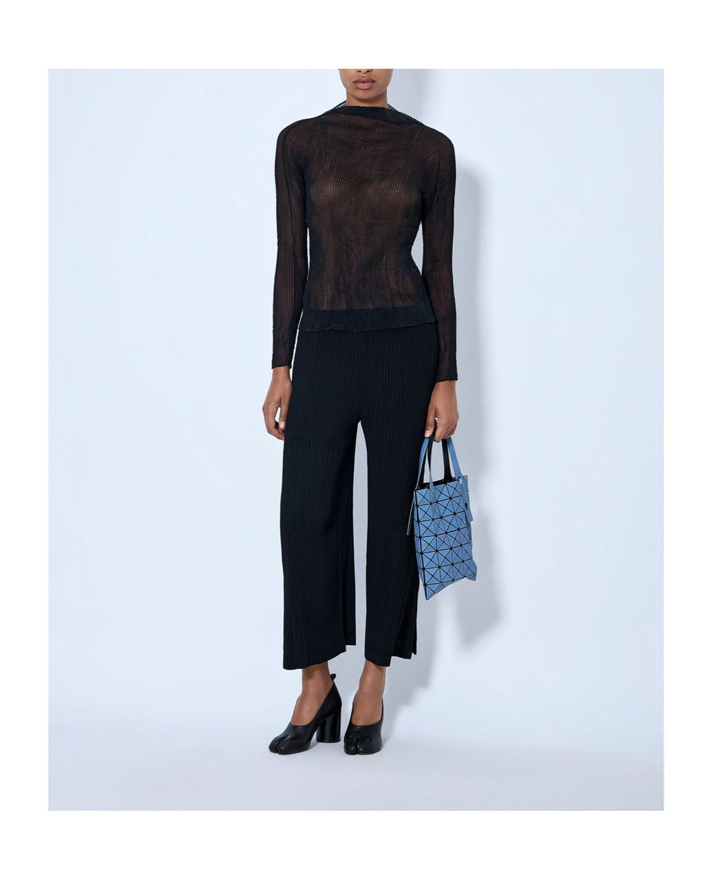 Issey Miyake Black Hatching Pleated Trousers