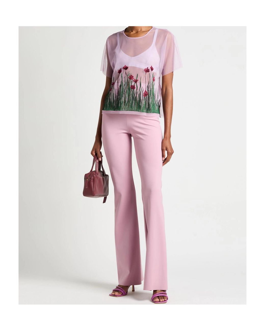 MAX&Co. White Floral Gauze T-Shirt