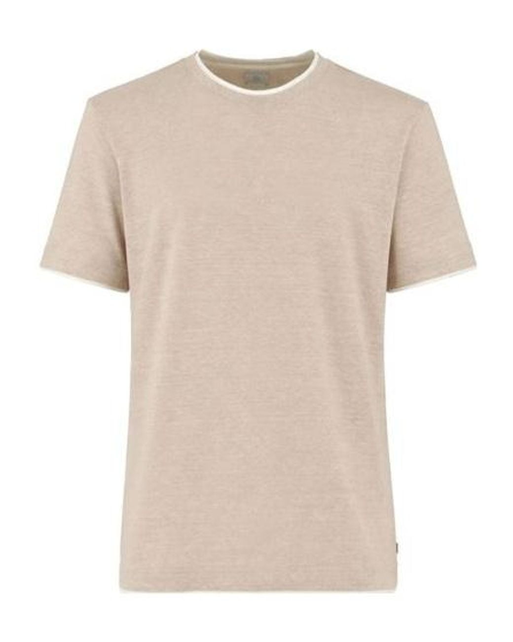Eleventy Natural Contrast Trim Short Sleeve T-Shirt for men