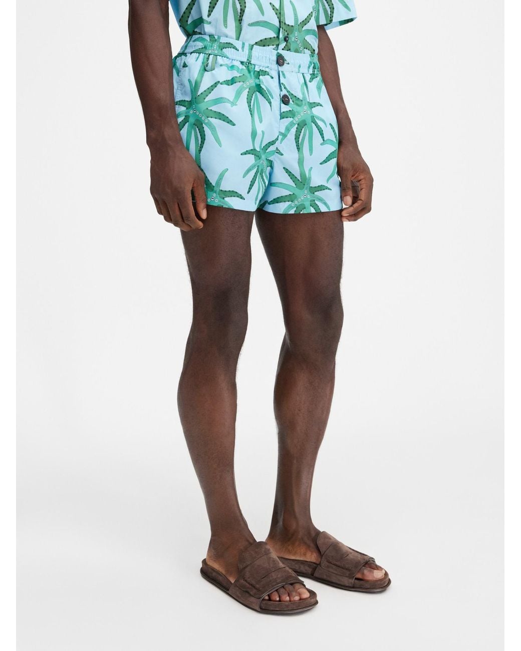 Jacquemus Green Floral-Printed Thigh-Length Shorts for men