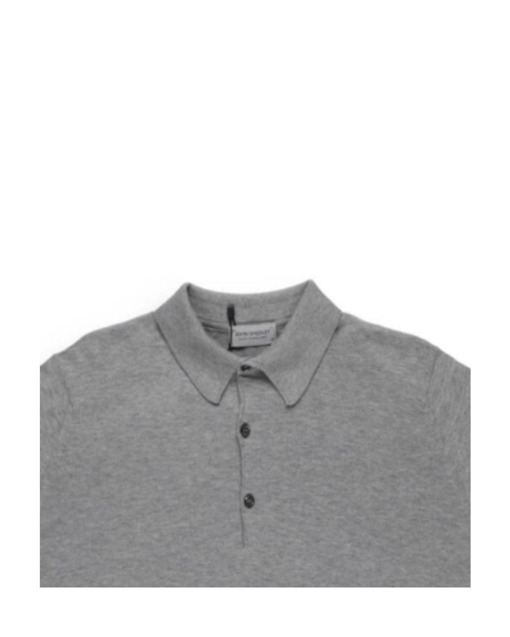 John Smedley Gray Adrian Fine Knit Polo Shirt for men