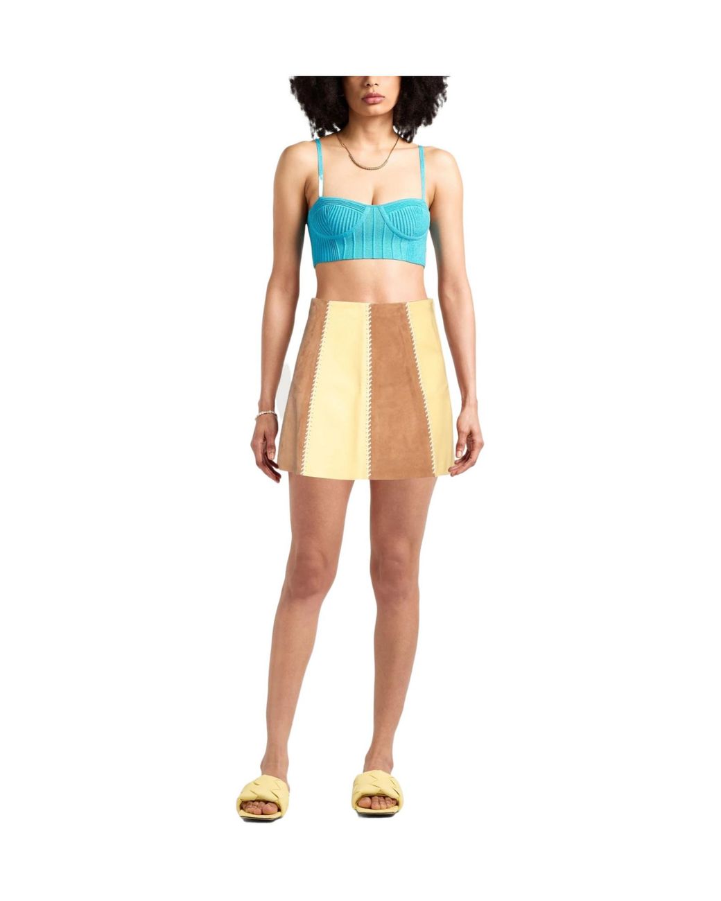 Marni Natural Color-Blocked Umbrella Skirt