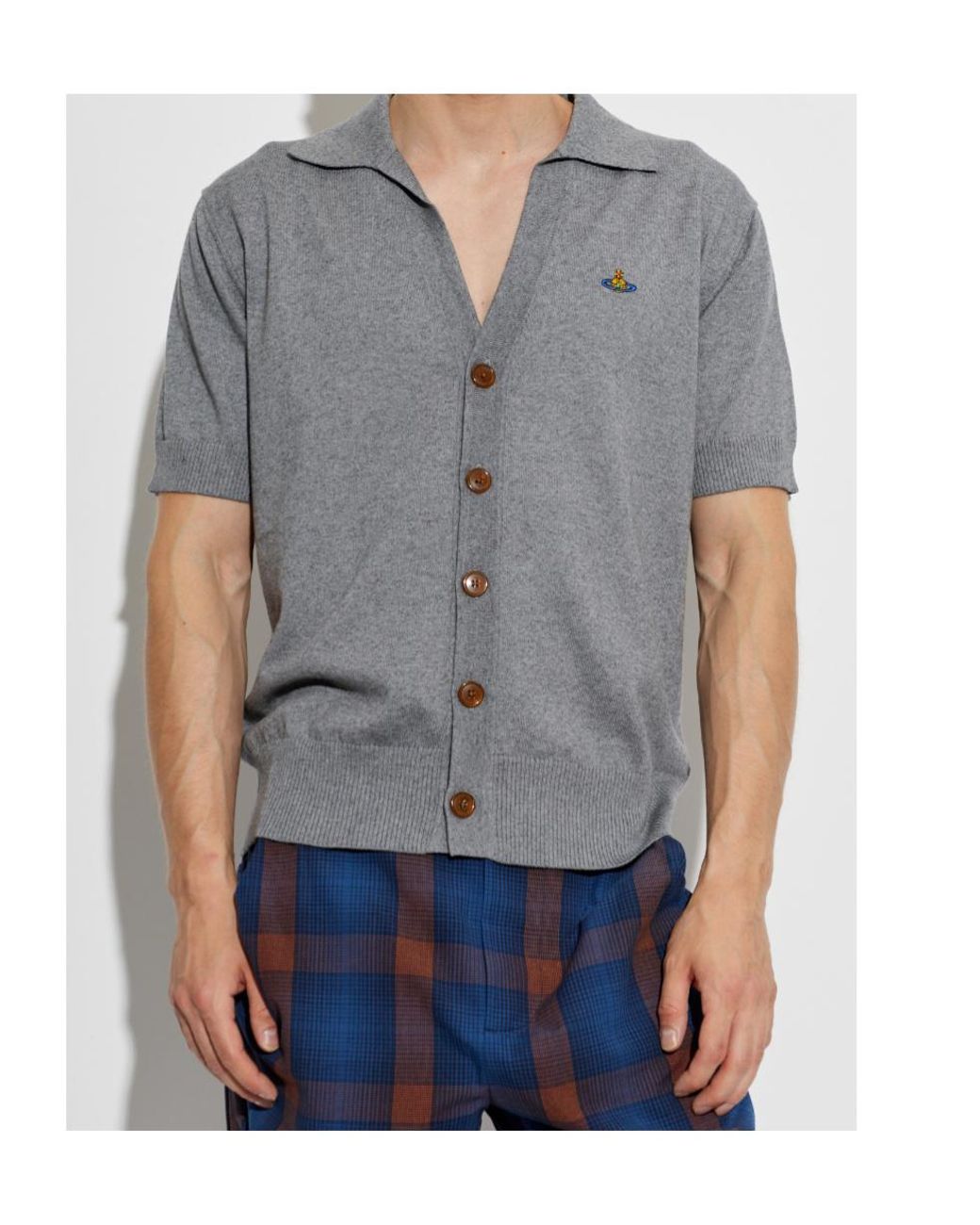 Vivienne Westwood Gray Short-Sleeve Button Cardigan for men