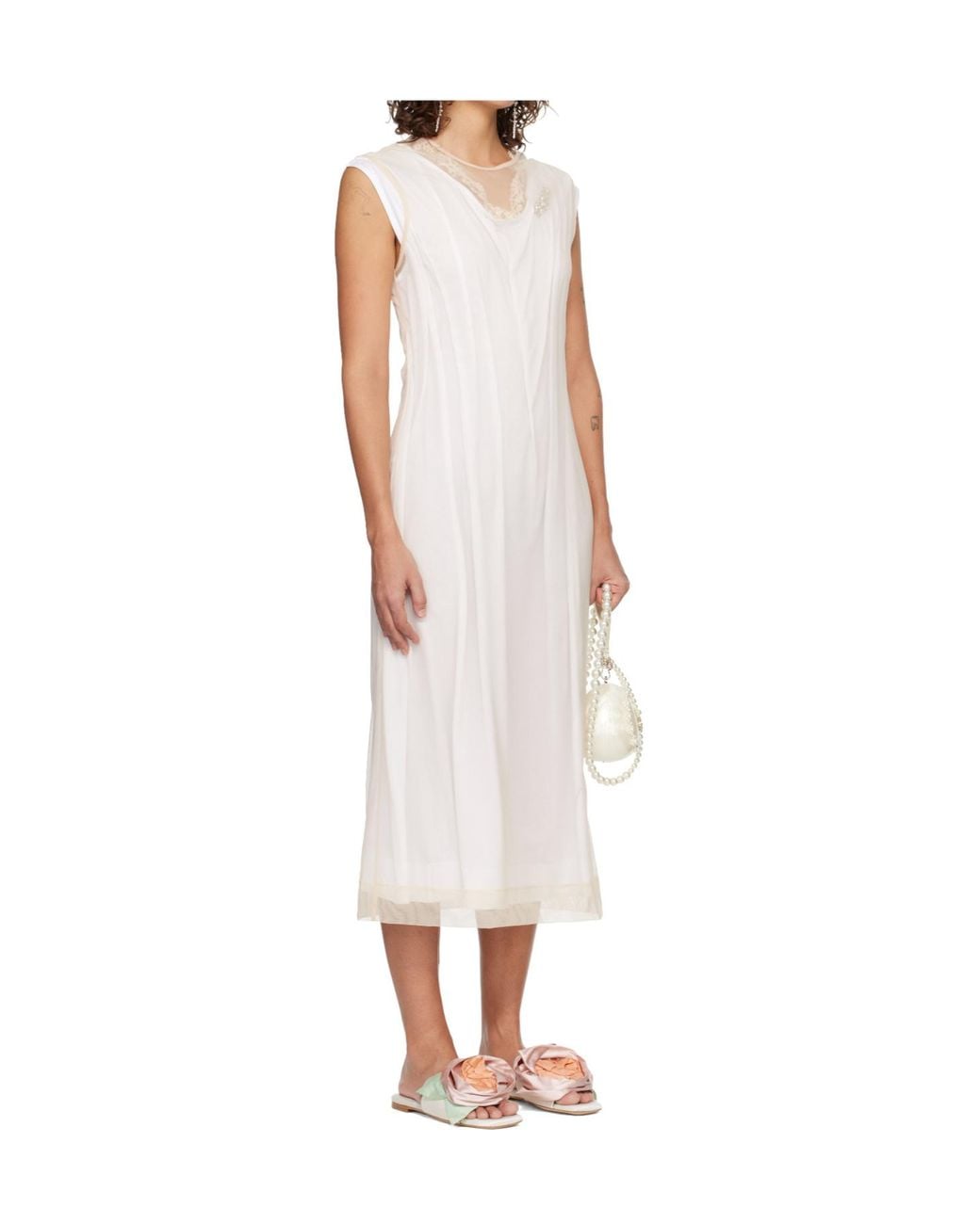 Simone Rocha White Layered Lace Trim Dress