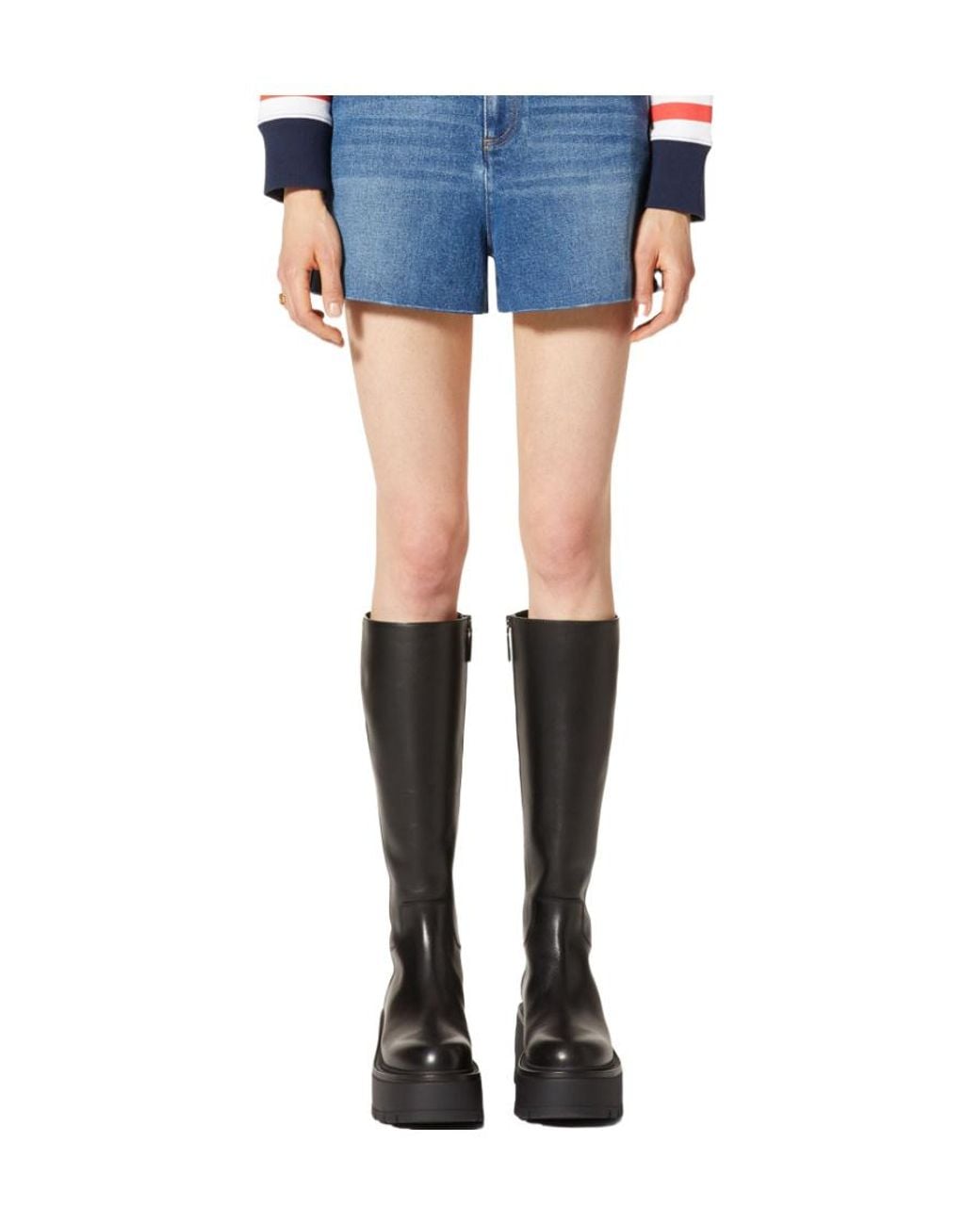 Valentino Blue High-Waisted Denim Shorts